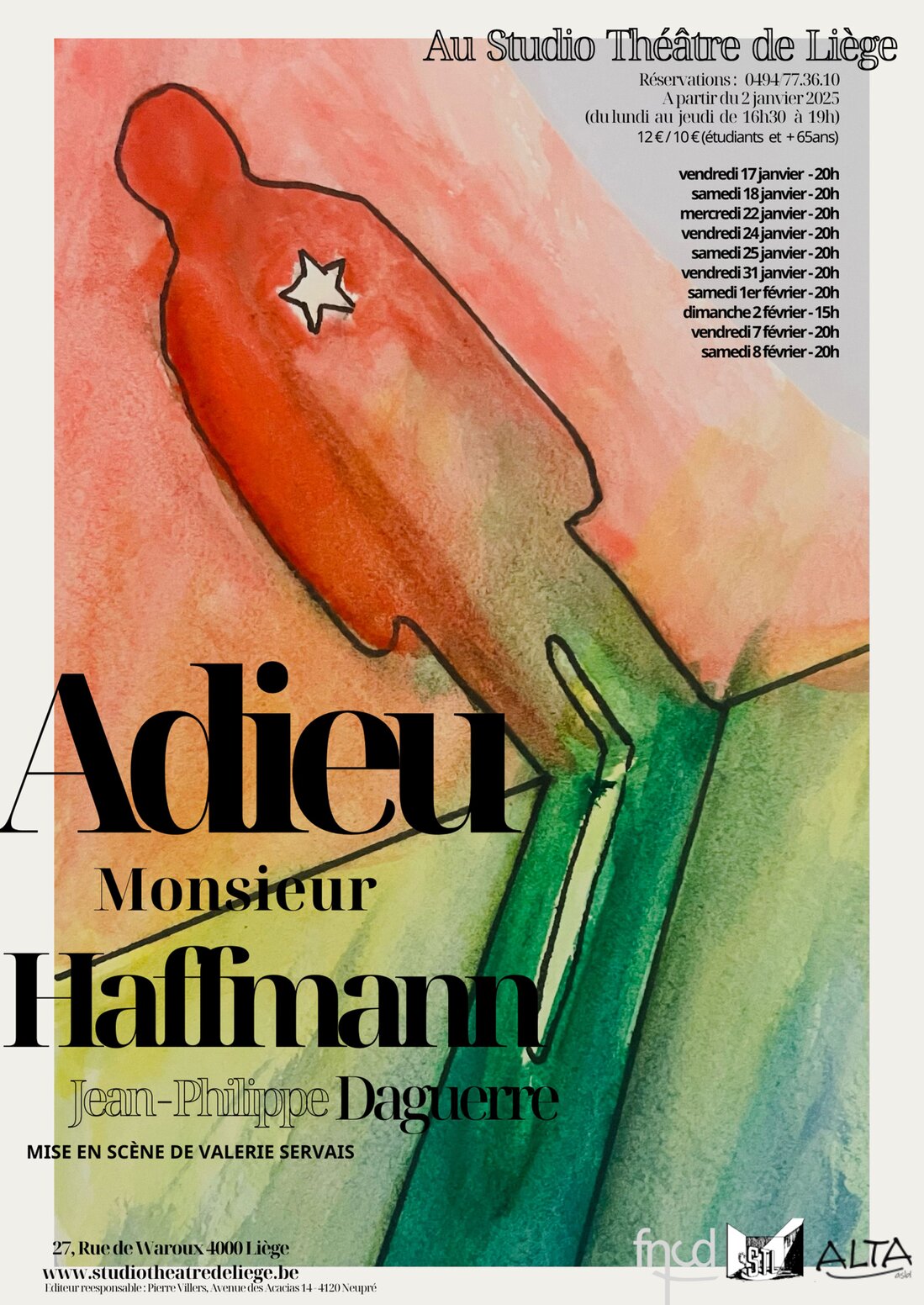 Affiche pièce de théâtre rideau rouge